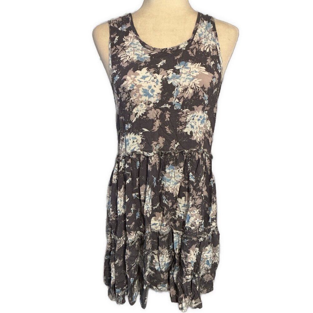 ritual usa purple White Blue Rayon floral tank Open Back mini dress Medium